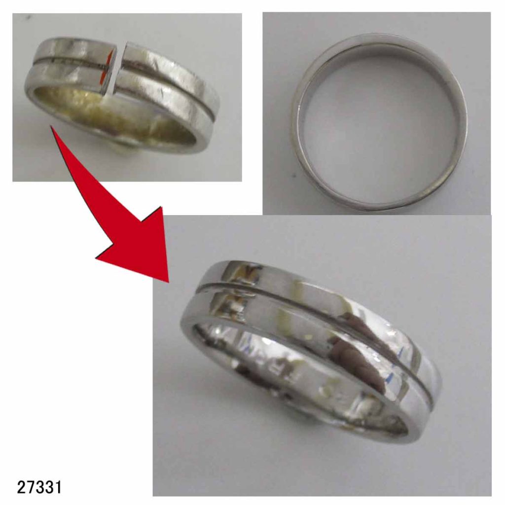 27331Pt950結婚指輪切断修理サイズ直し