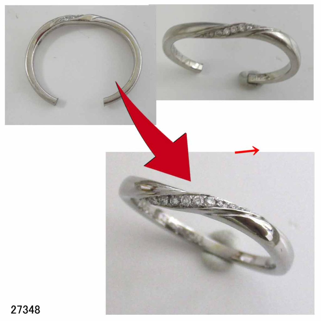 27348Pt950結婚指輪切断修理サイズ直し