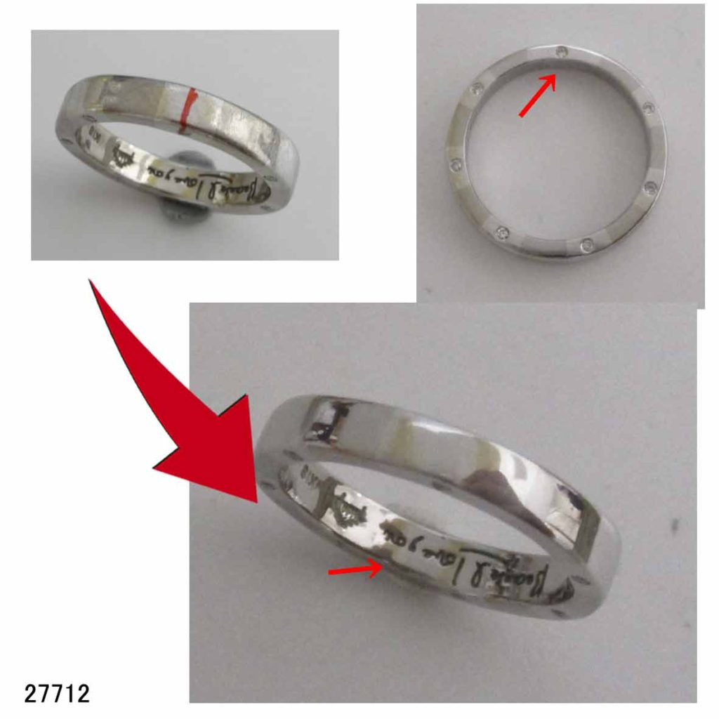 27712PtK18ブラックゴールド結婚指輪サイズ直し