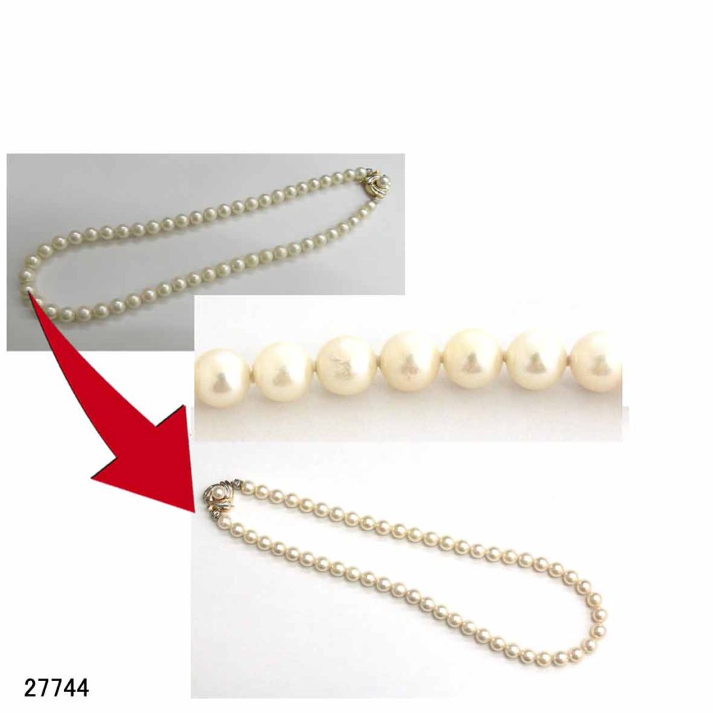 27744真珠ネックレス磨き糸替え修理