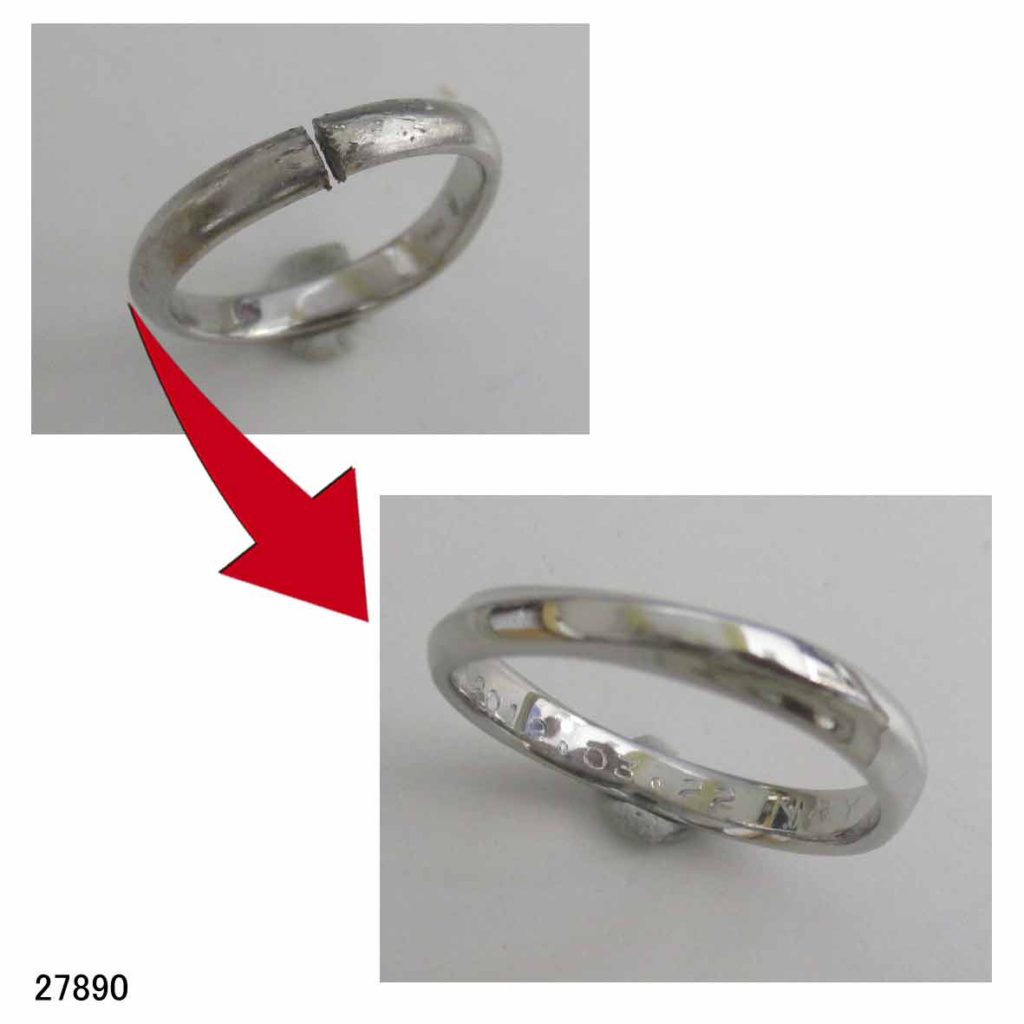 27890Pt950にわか結婚指輪切断修理サイズ直し