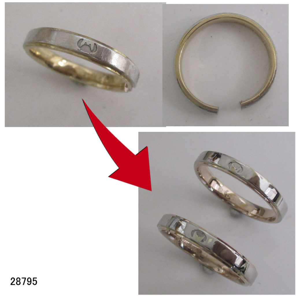 28795PtK18PGケイウノ結婚指輪切断修理サイズ直し