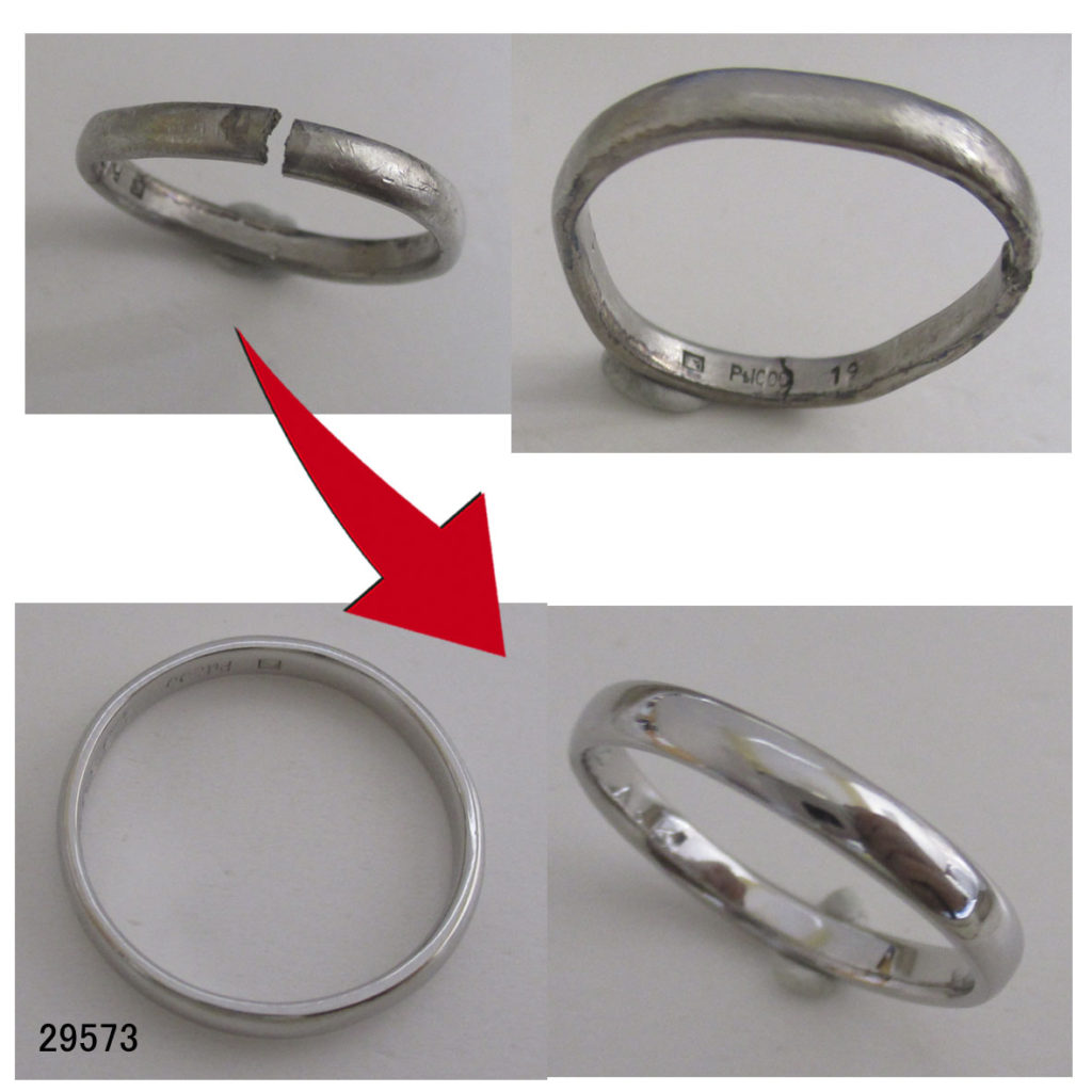 29573Pt1000結婚指輪ひび割れ直し仕上げ磨き修理